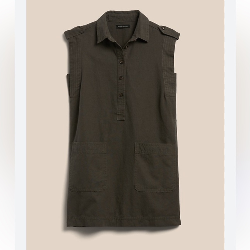 Banana Republic Dark Olive Utility Shirt Dress